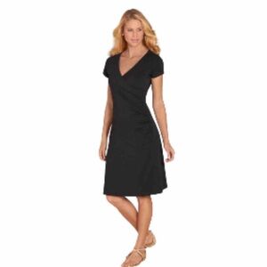 Soft Surroundings Black Shapely Anywhere Faux Wrap Dress Size M